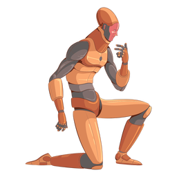 Kneeling android illustration character PNG Design Transparent PNG