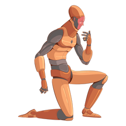 Kniender Android-Illustrationscharakter PNG-Design