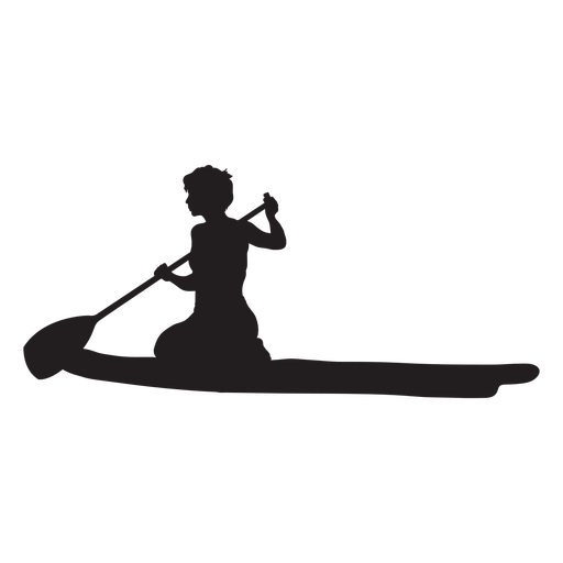 De rodillas, stand up paddleboarding silueta Diseño PNG