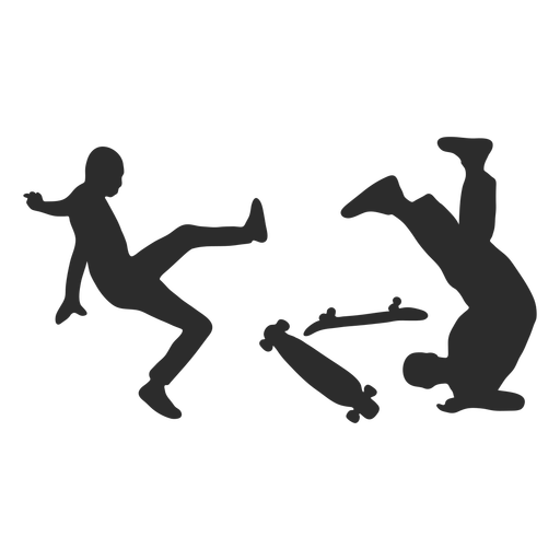 Male skaters crash silhouette PNG Design