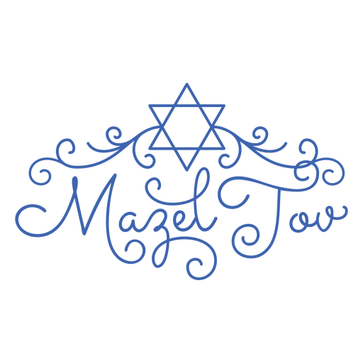 Letras de estrella cursiva de Mazel Tol Diseño PNG