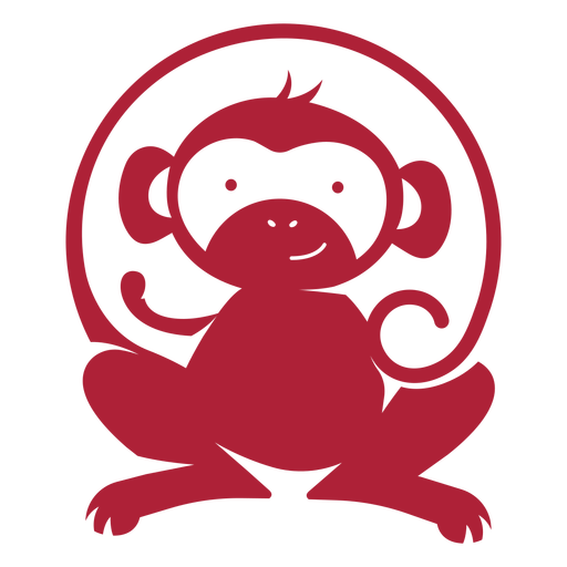 Logotipo monocromático fofo do macaco Desenho PNG