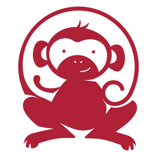 Logotipo monocrom?tico fofo do macaco Desenho PNG