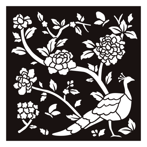 Pfauenblumen-Zusammensetzungsschablone PNG-Design
