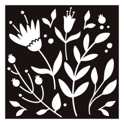 Plants flowers composition stencil Plants flowers composition stencil