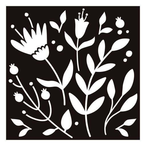 Estêncil de composição de flores de plantas Desenho PNG