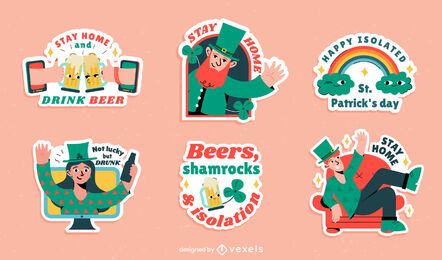St patricks day isolation sticker set