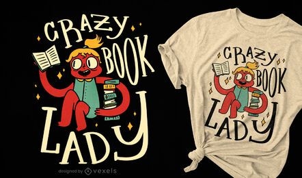 Crazy book lady t-shirt design