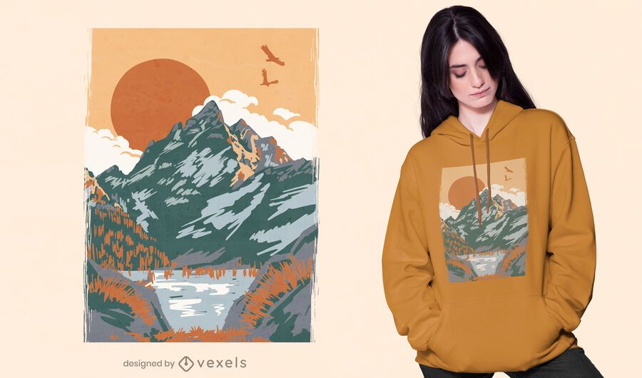Diseño de camiseta de paisaje vintage Diseño de camiseta de paisaje vintage