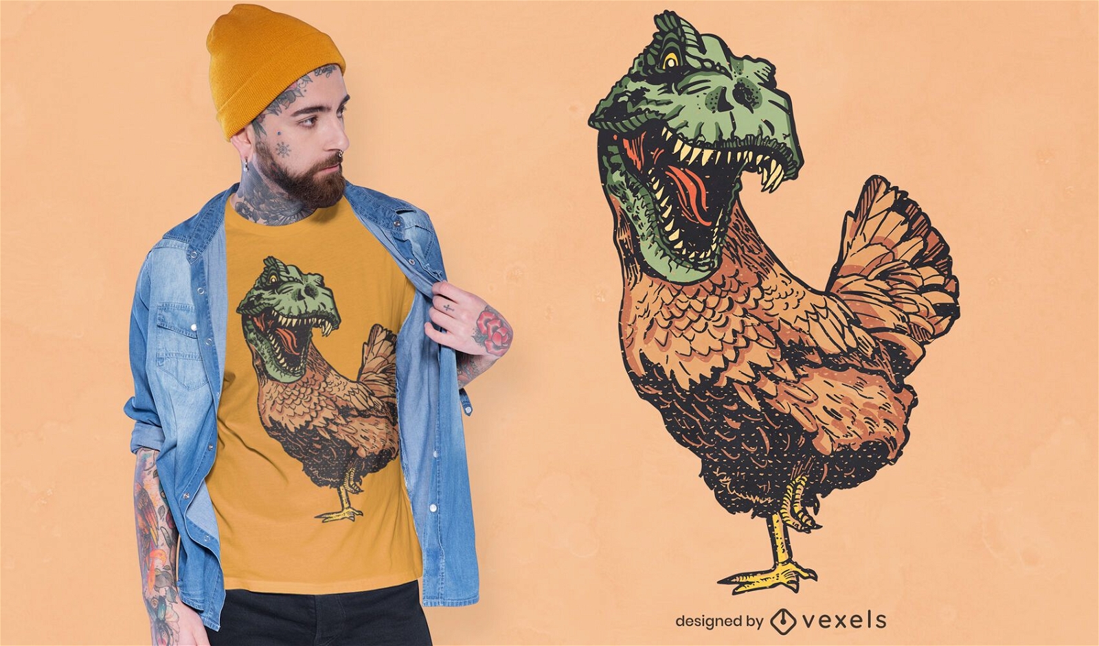 Design de t-shirt de frango T Rex