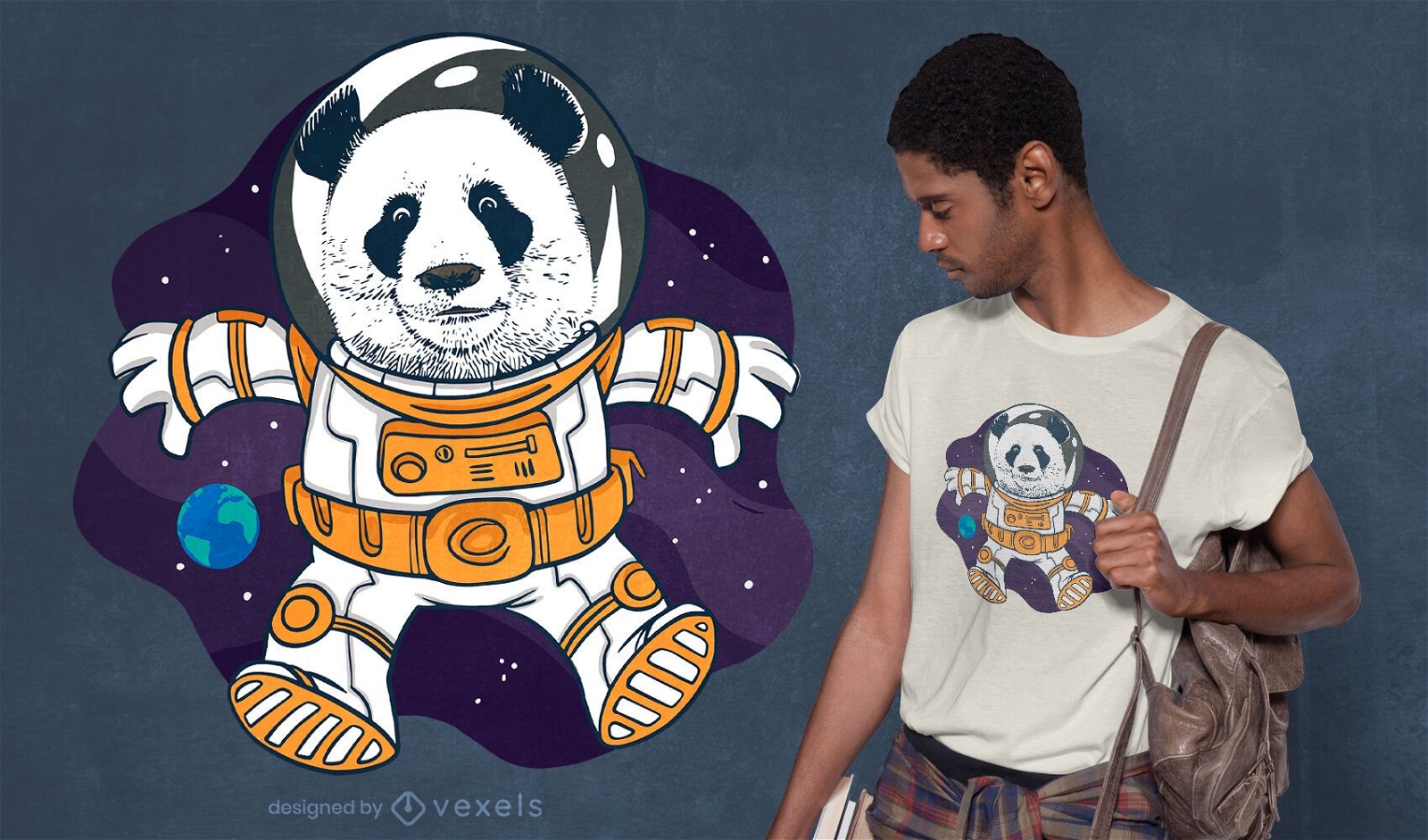 Space panda t-shirt design