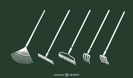 Garden rakes vector set Garden rakes vector set