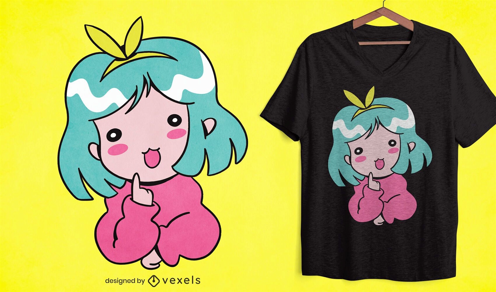 Design de camiseta de menina de desenho animado bobo