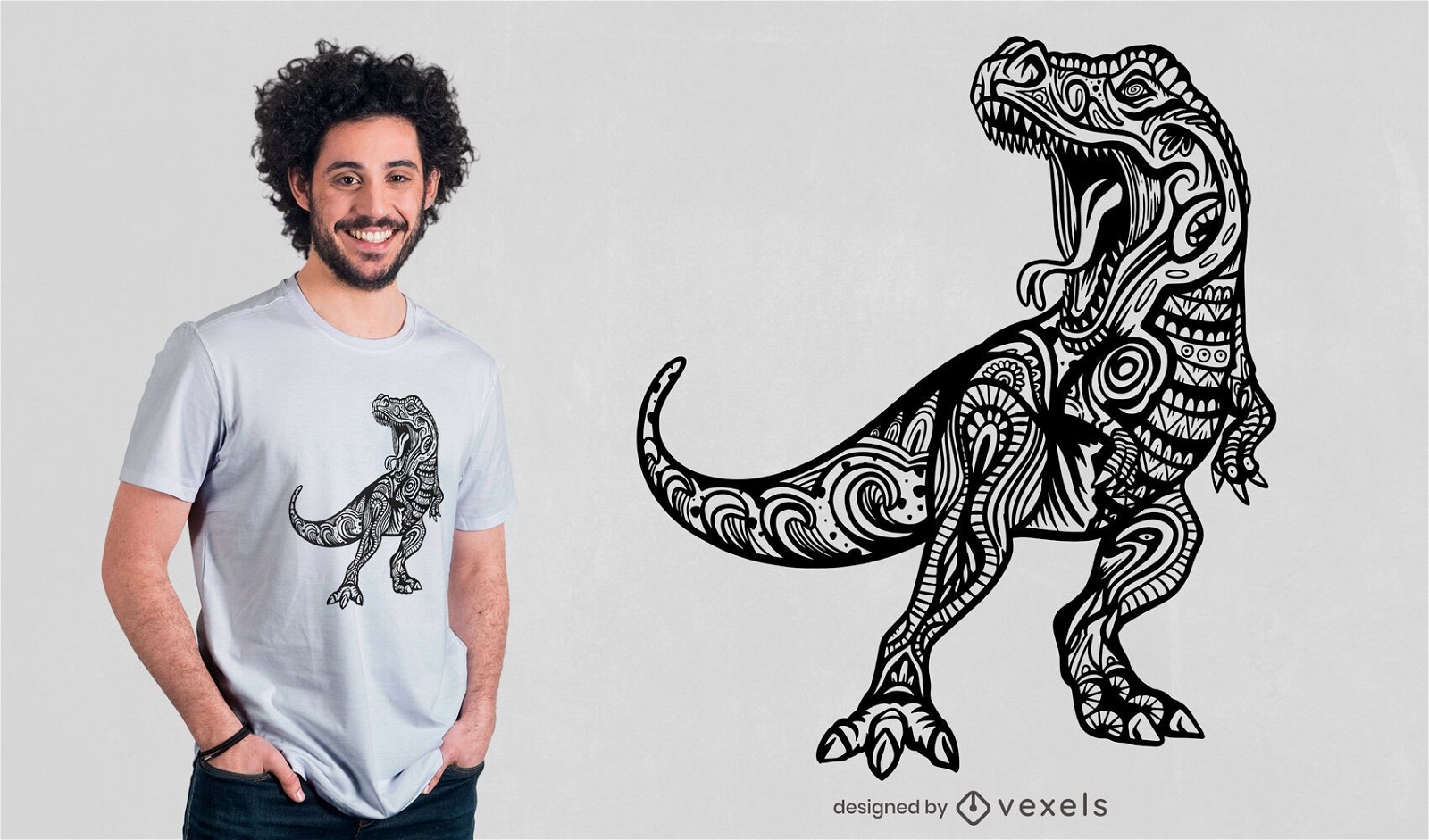 Design de t-shirt mandala t-rex