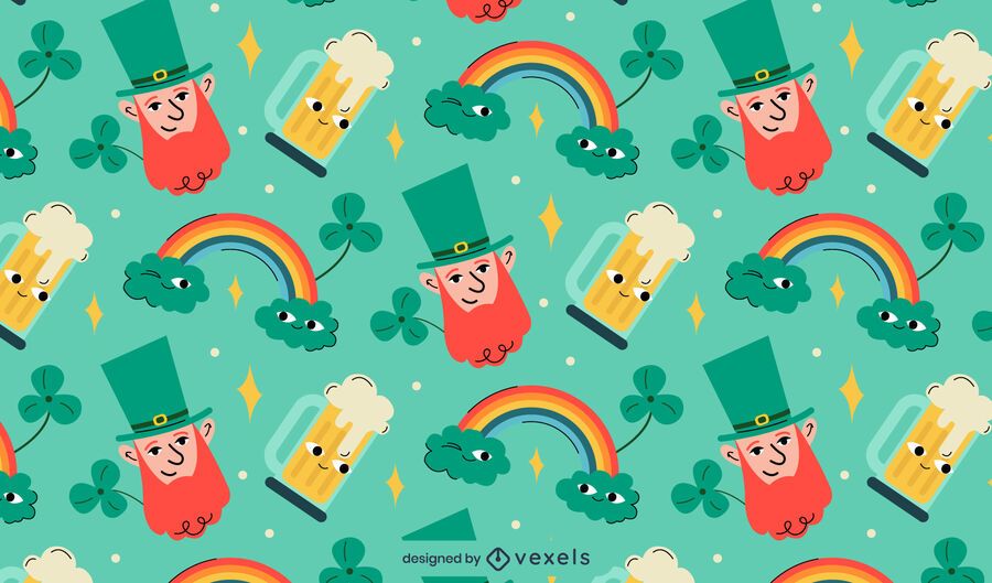 Diseño de patrón de dibujos animados de San Patricio Diseño de patrón de dibujos animados de San Patricio