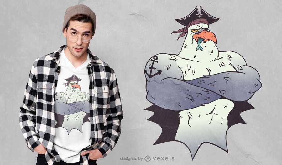 Diseño de camiseta pirata gaviota Diseño de camiseta pirata gaviota