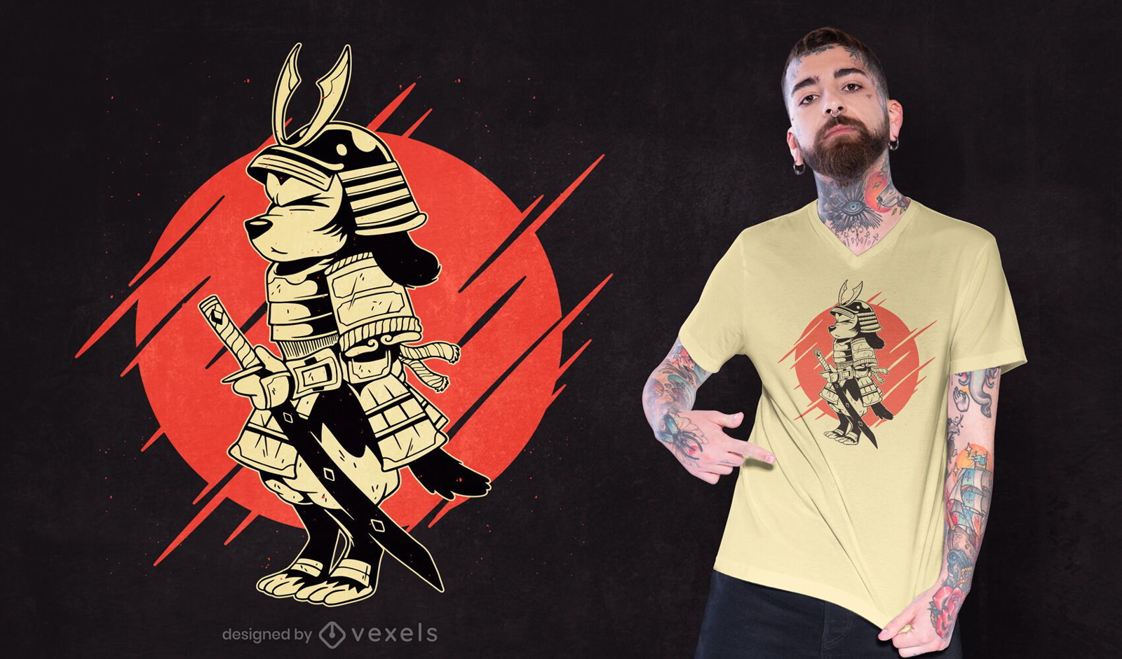 Design de camiseta para cachorro samurai