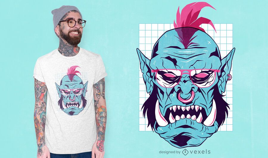 Vaporwave Orc T-Shirt Design Vaporwave Orc T-Shirt Design
