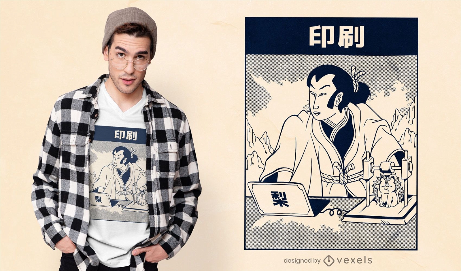 Samurai 3d printing t-shirt design