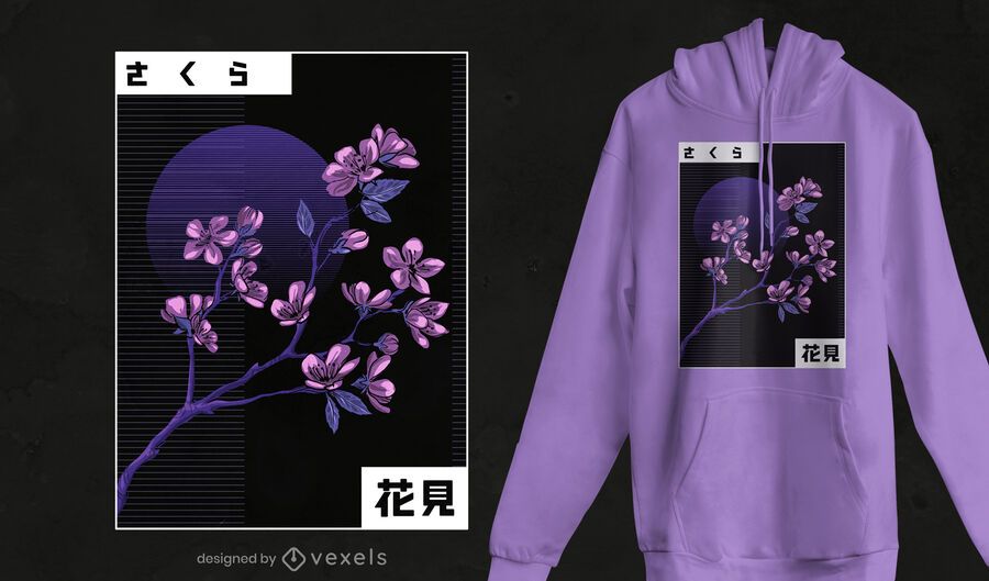 Vaporwave Kirschblüten-T-Shirt Design Vaporwave Kirschblüten-T-Shirt Design
