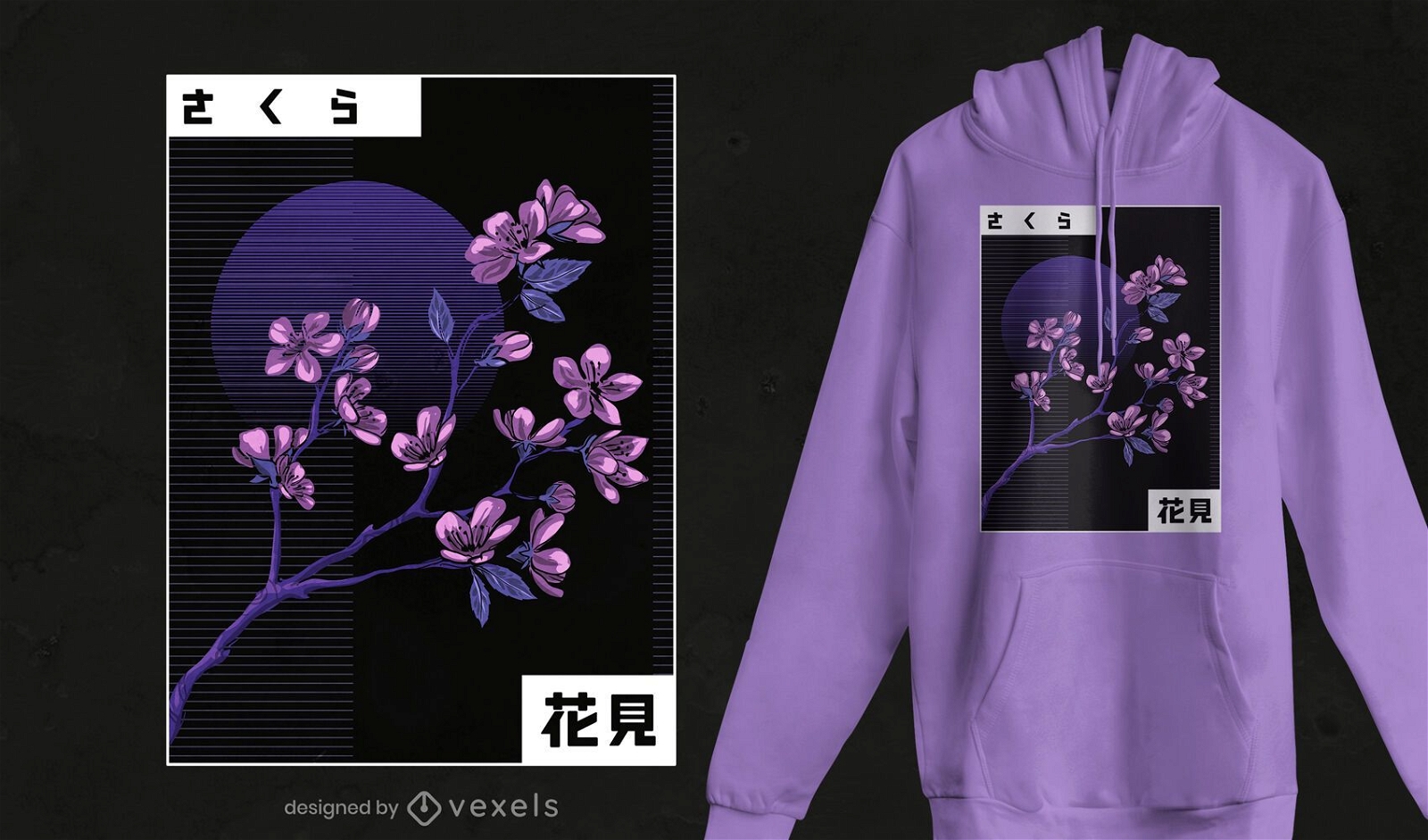 Diseño de camiseta de flor de cerezo de Vaporwave.