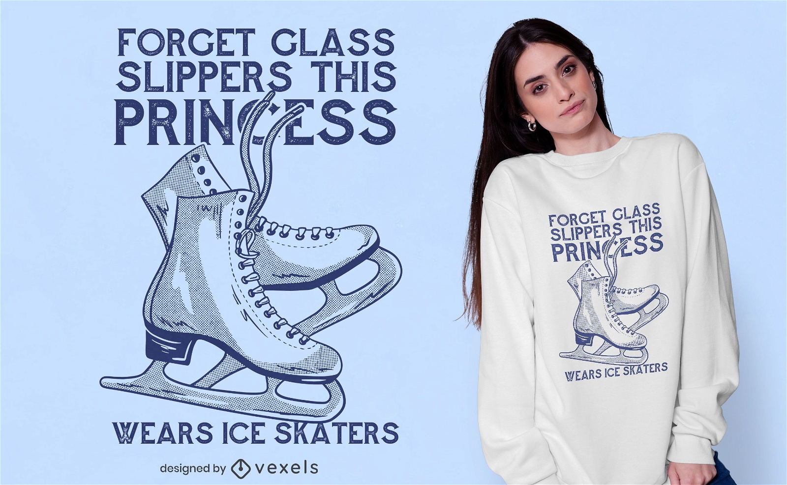 Dise?o de camiseta de princesa patinadora sobre hielo.