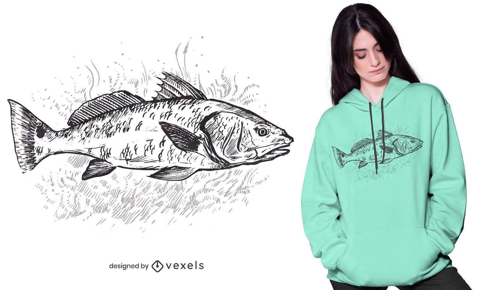 Redfish handgezeichnetes T-Shirt Design