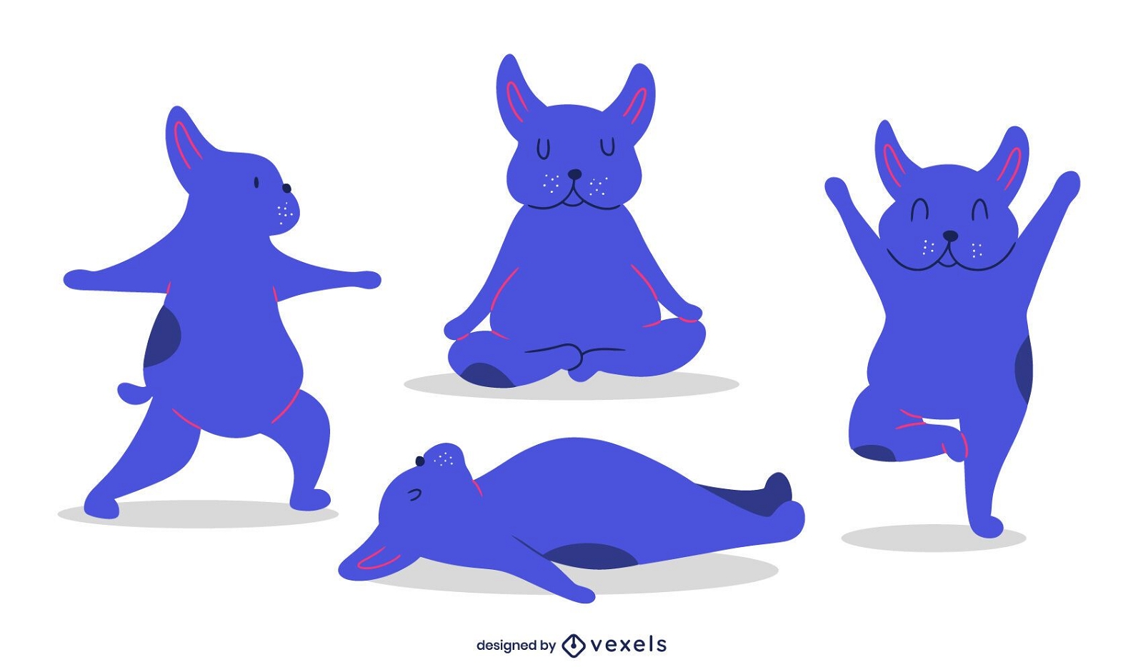 Conjunto de ilustraci?n de poses de yoga para perros