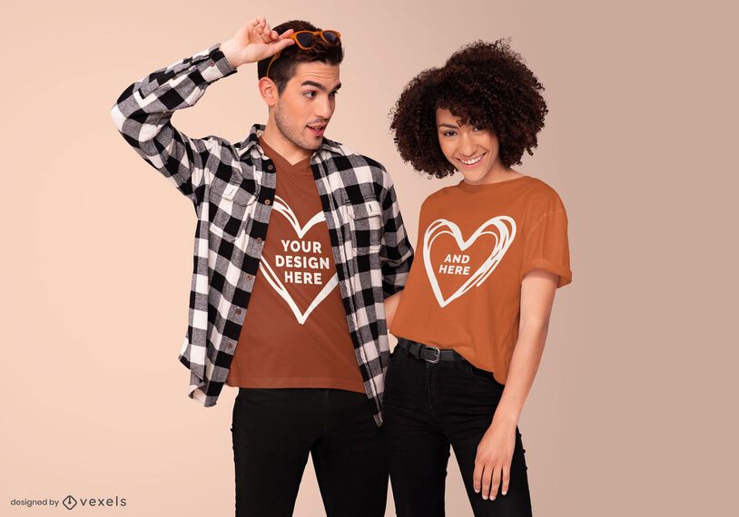 Couple t-shirt mockup design Couple t-shirt mockup design