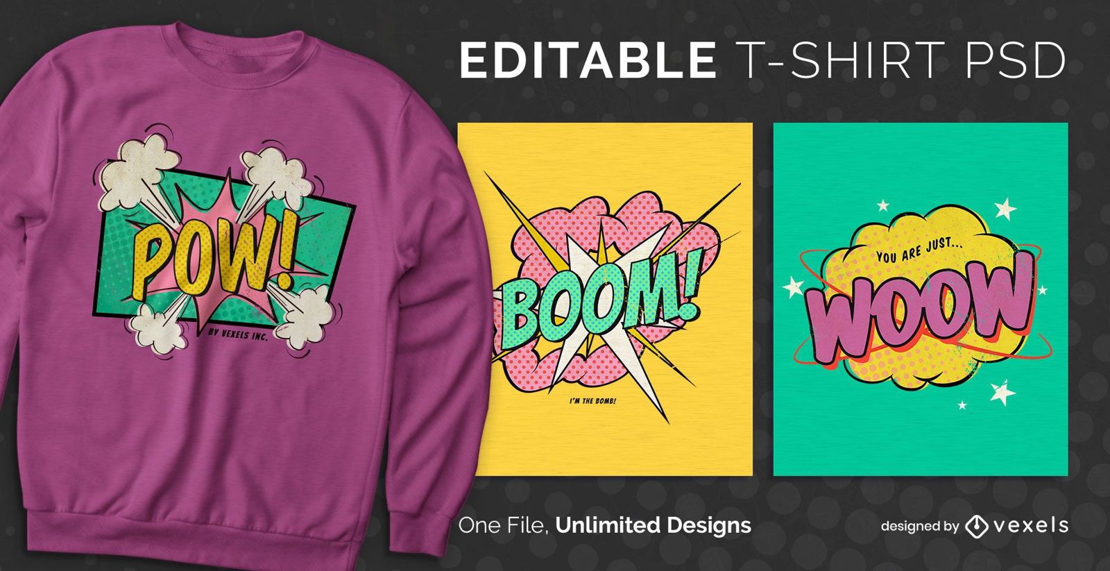 Comic bubble scalable t-shirt PSD