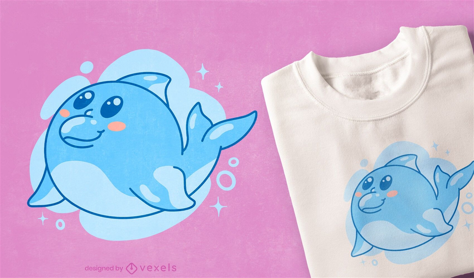 Design de camiseta golfinho kawaii