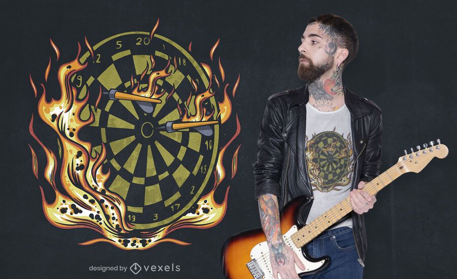 Diseño de camiseta de dardos llameantes Diseño de camiseta de dardos llameantes