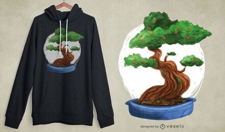 Design de t-shirt da árvore de bonsai