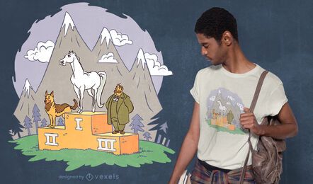 Diseño de camiseta animal podio.