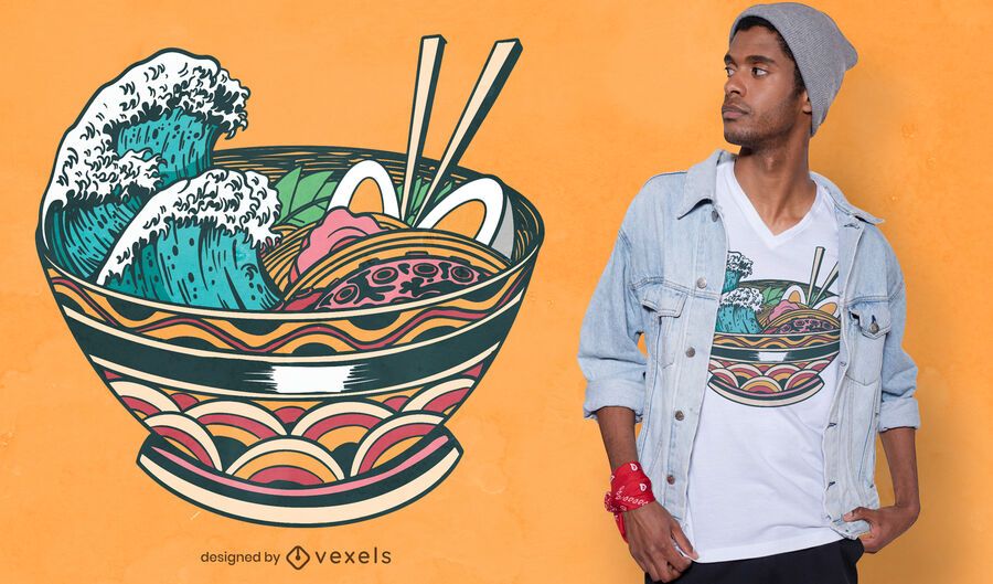 Diseño de camiseta wave ramen Diseño de camiseta wave ramen