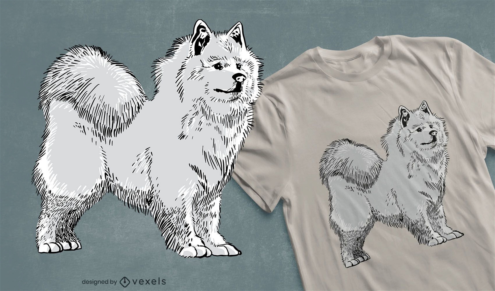 Diseño de camiseta de perro samoyedo.