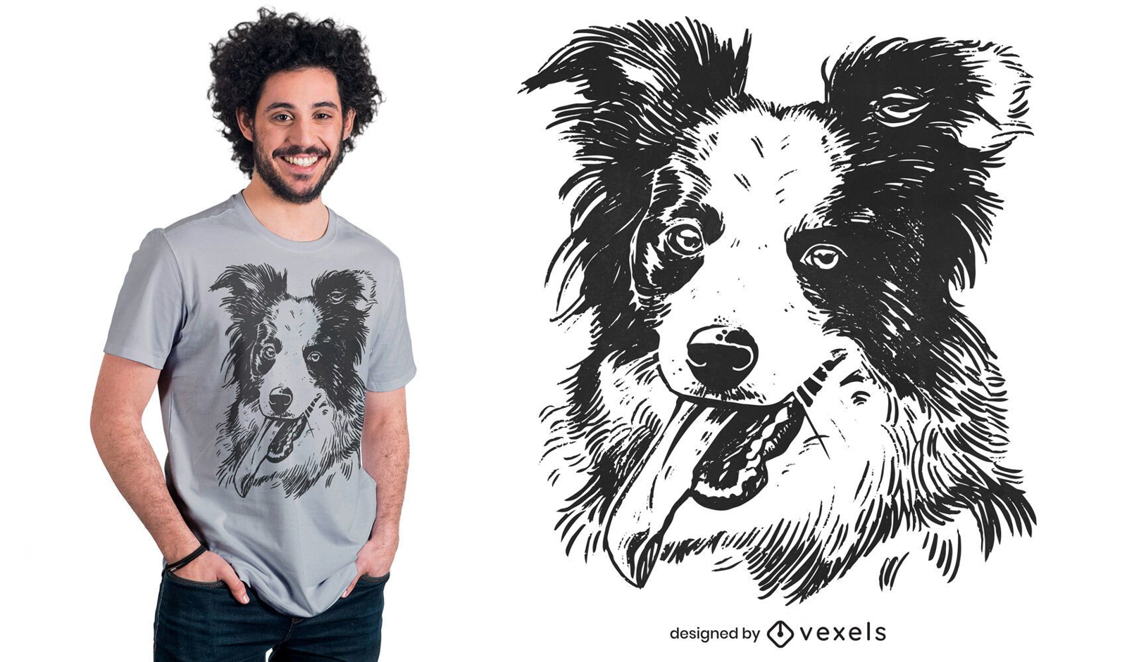 Border collie dog t-shirt design