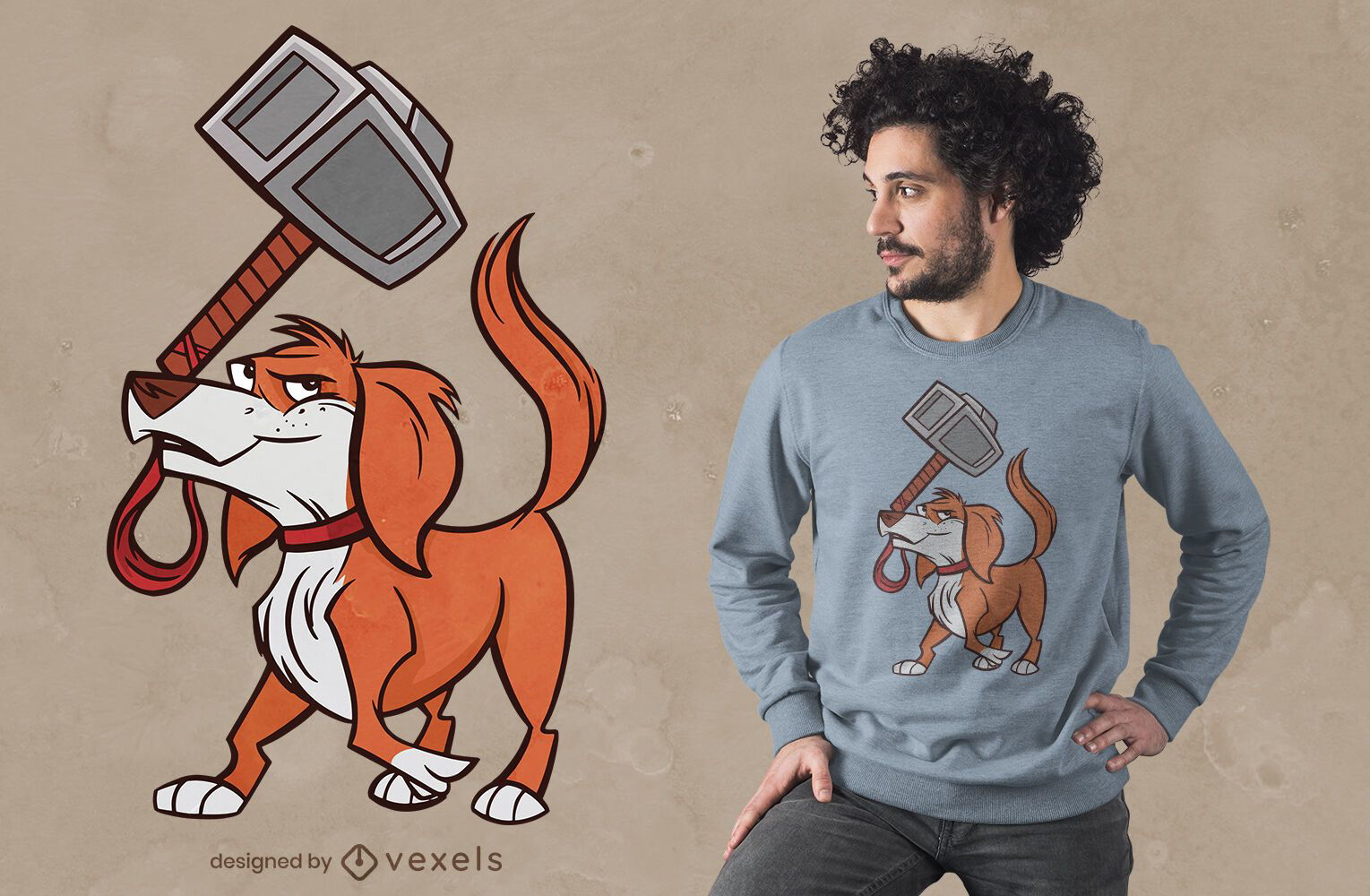 Hammer dog t-shirt design