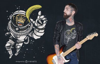 Diseño de camiseta de chimpancé astronauta.