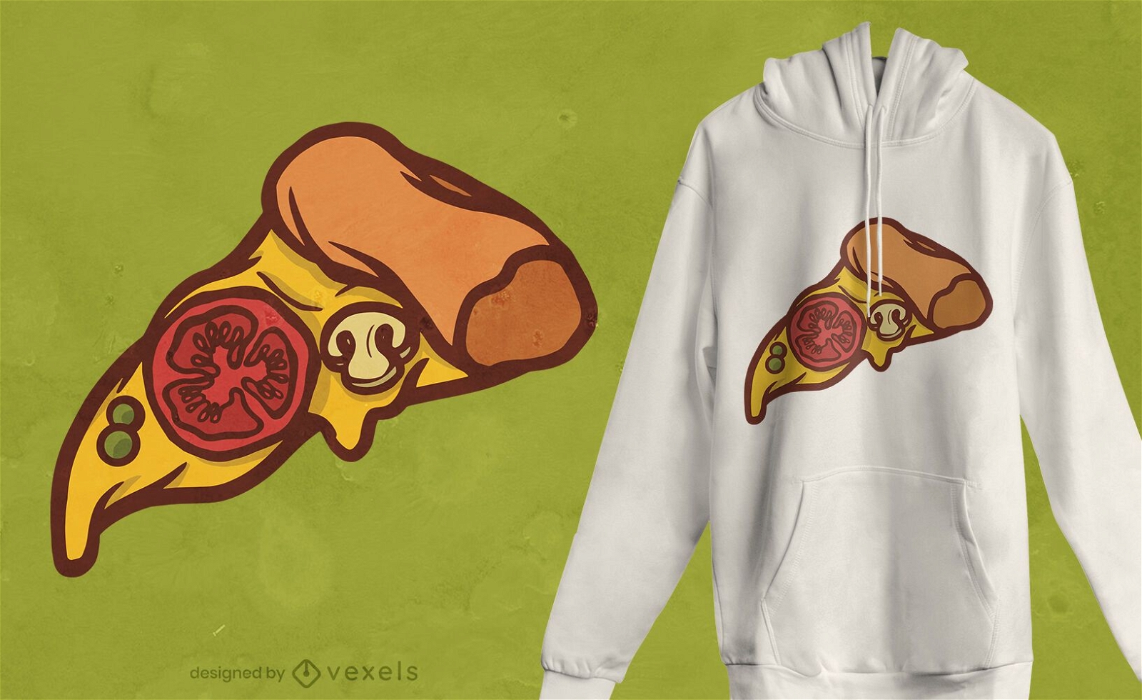 Design de t-shirt de comida fatia de pizza