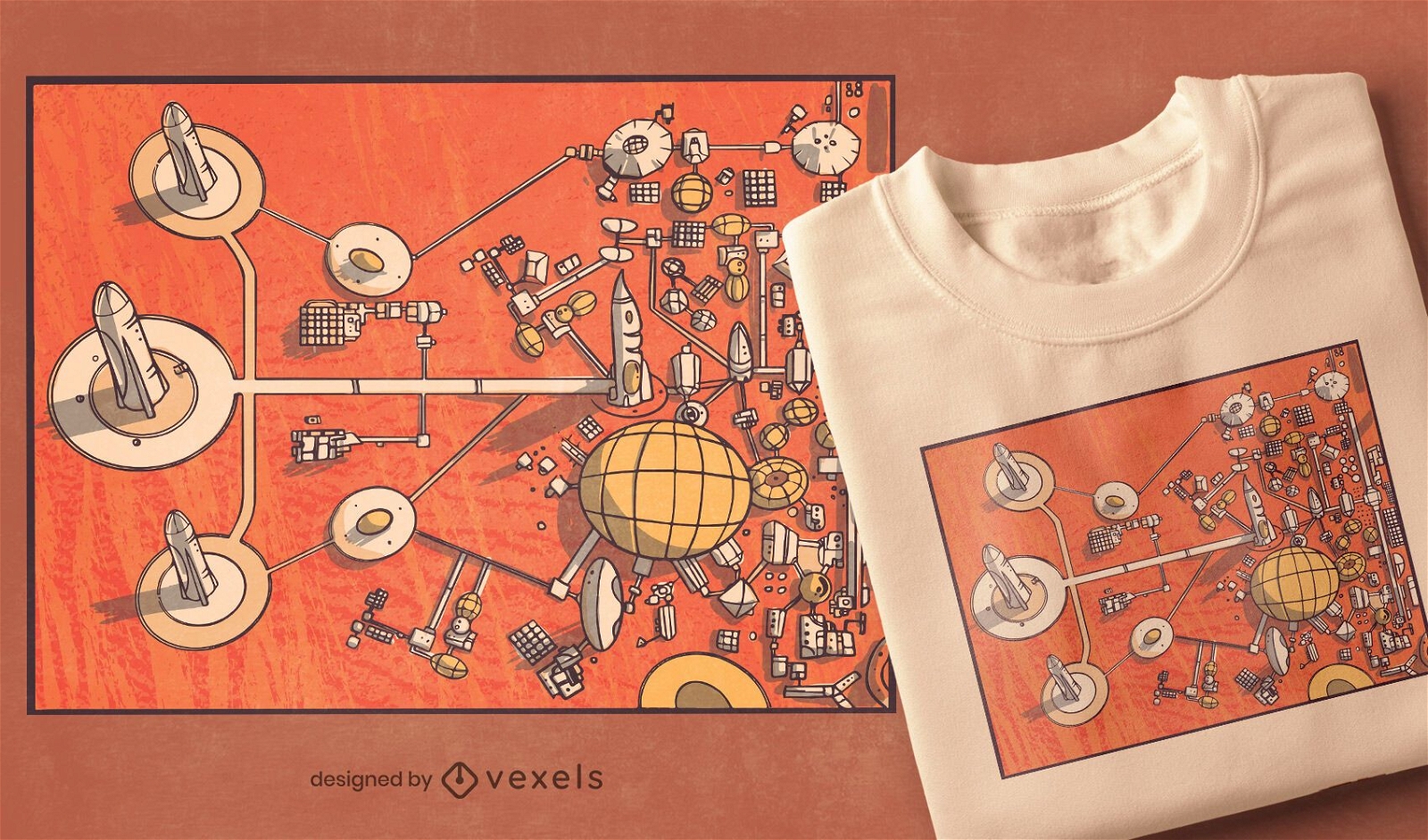 Design de camiseta da cidade de Marte