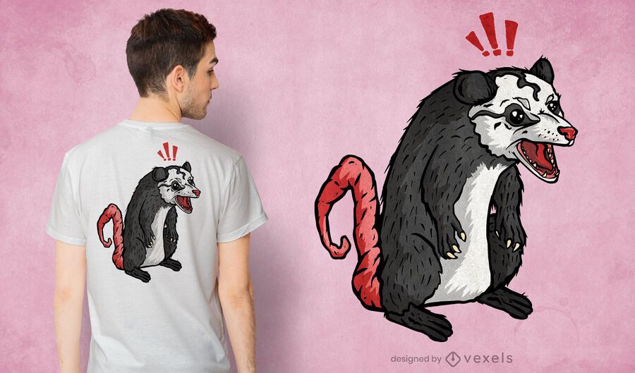Diseño de camiseta de zarigüeya enojada Diseño de camiseta de zarigüeya enojada