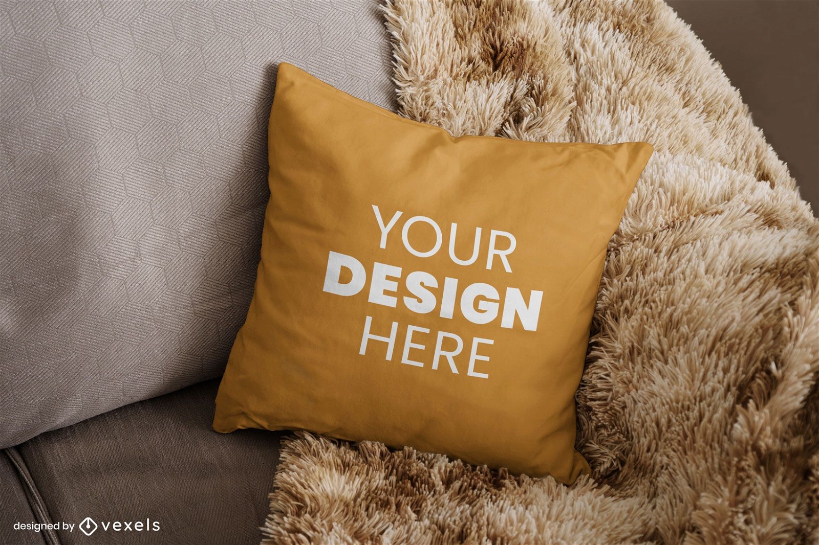 Throw pillow couch mockup design
