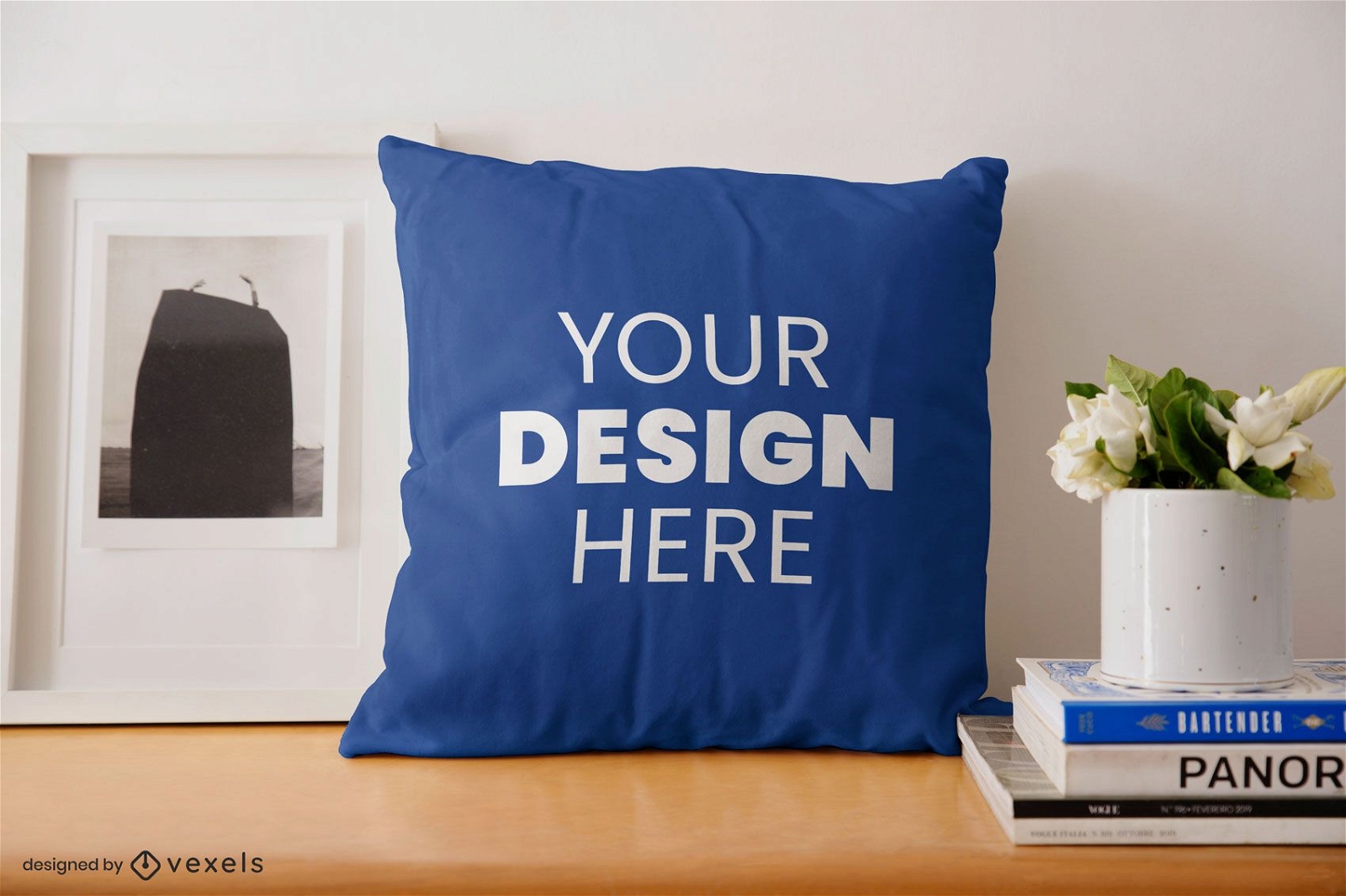 Throw pillow desk mockup design