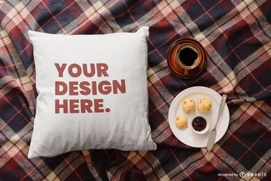 Throw pillow breakfast mockup composition