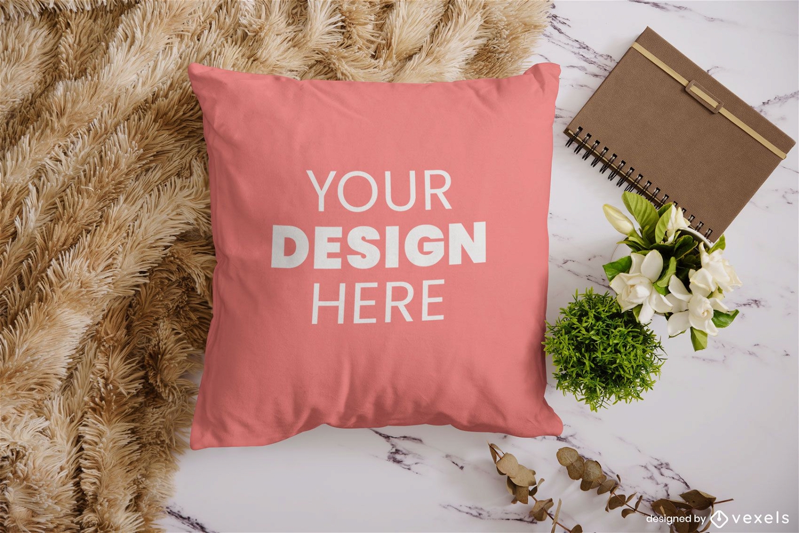 Nature pillow mockup composition