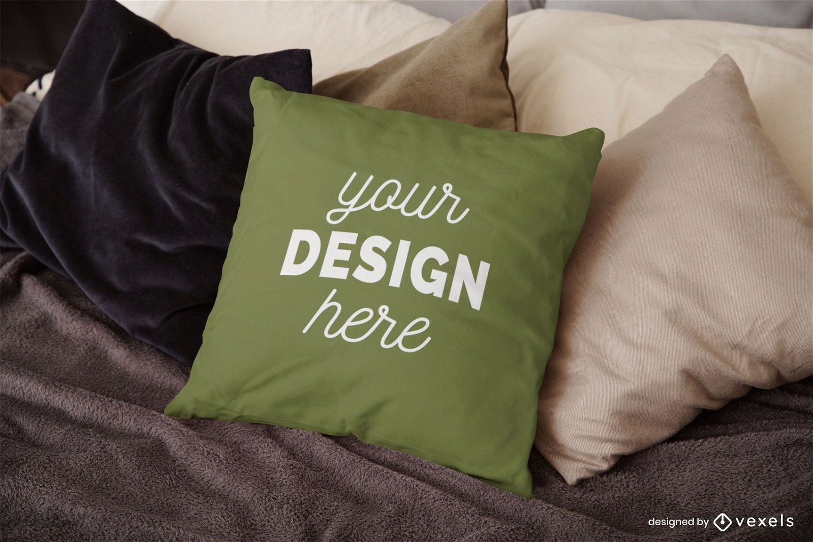 Design de maquete de travesseiro de cama