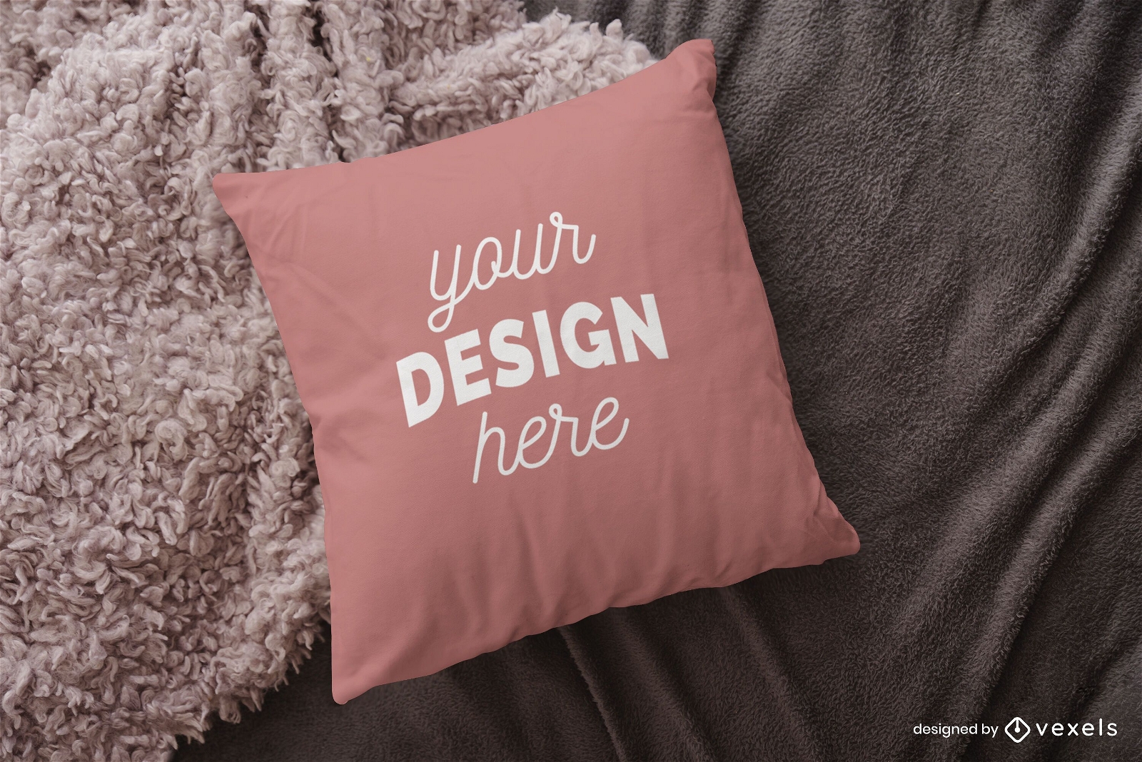Pillow on blanket mockup design
