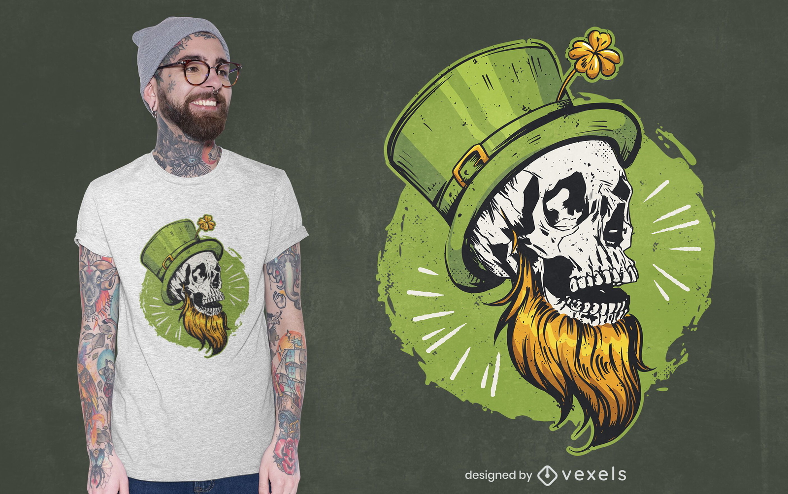 St Patrick&#39;s Schädel T-Shirt Design