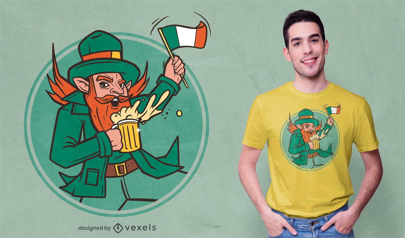 Leprechaun with beer t-shirt design